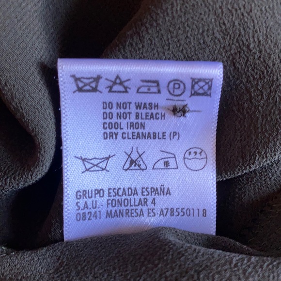 Escada 💯 Silk Dark Olive Beautiful Blouse - Picture 7 of 11
